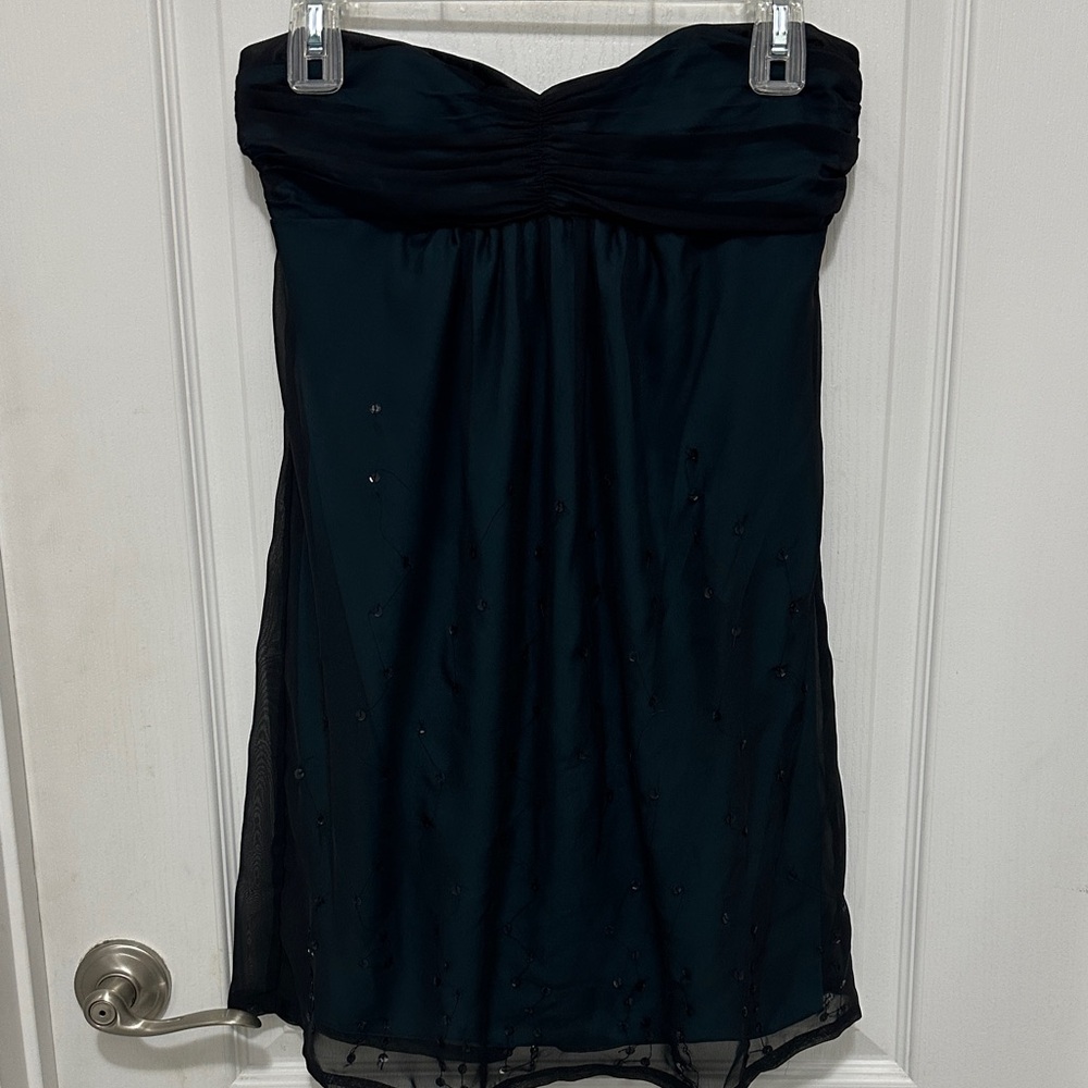 Johnny Martin Elegant Black (with teal underneath) Strapless Dress Size 9